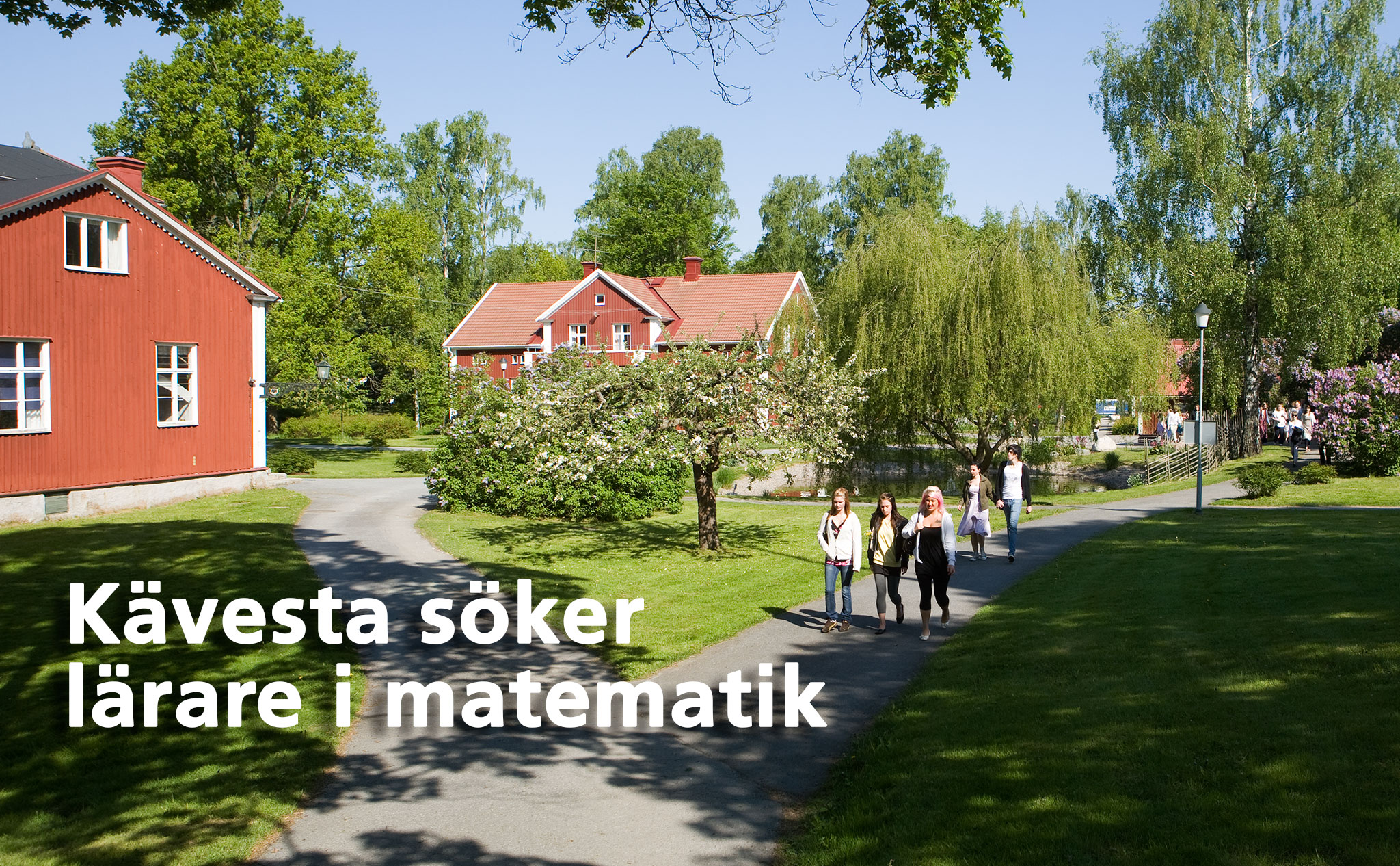 Miljöbild från Kävesta med texten "Kävesta söker lärare i matematik"
