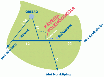 Karta över bilvägar till Kävesta